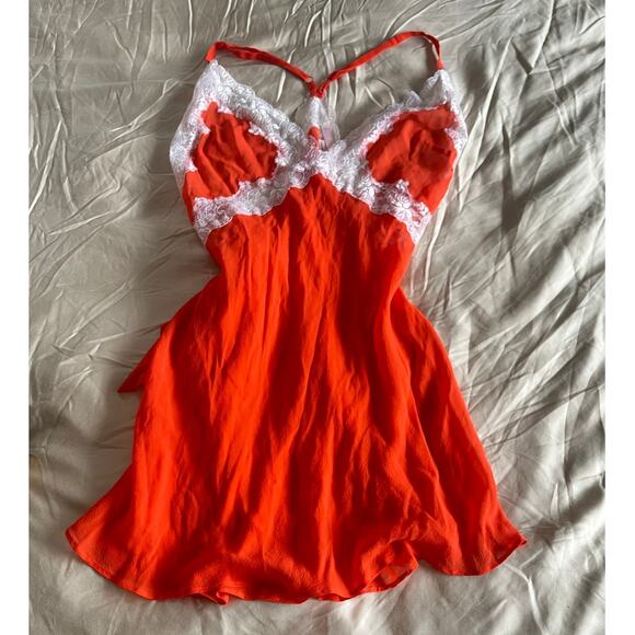 Victoria’s Secret x Vintage Angelic Red Silk Sheer Mini Instabaddie Dress L - Picture 1 of 5